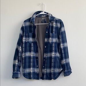 Prana Blue and White Plaid Shirt Jacket